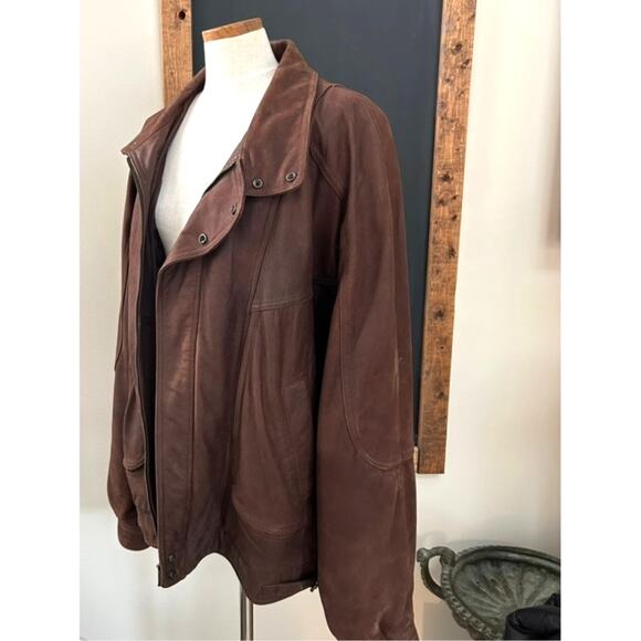 Vtg Wilson's Leather Adventure Bound XXLT Aviator Moto Bomber Brown Pilot Rugged - Picture 10 of 16